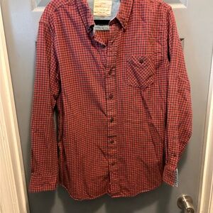 Weatherproof Men's Red and Black Check Button-Down Shirt